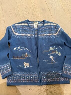 Vintage Tabi International Wool Ski Cardigan | Alpine Winter Scene | Woolmark
